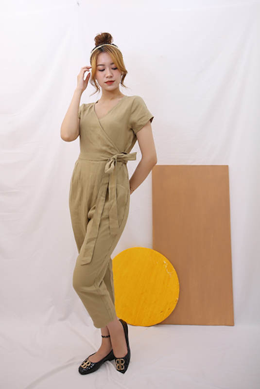 Linen Jumpsuit/ Wrap Jumpsuit Linen/ Long Jumpsuit/ Romper Linen